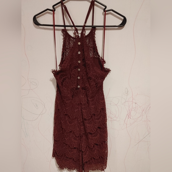 EUC Like New Free People she's got it burgundy sleeveless lace slip dress size S - Picture 6 of 7
